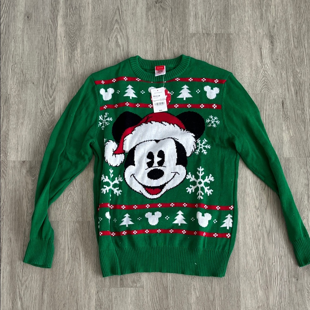 NWT Green Disney Mickey Mouse Christmas Sweater